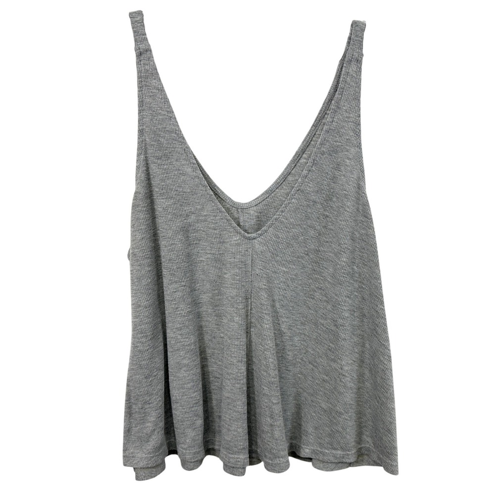 Intimately Free People Small Tank Top Gray Ribbed V-Neck Swing Cropped Sleep 674